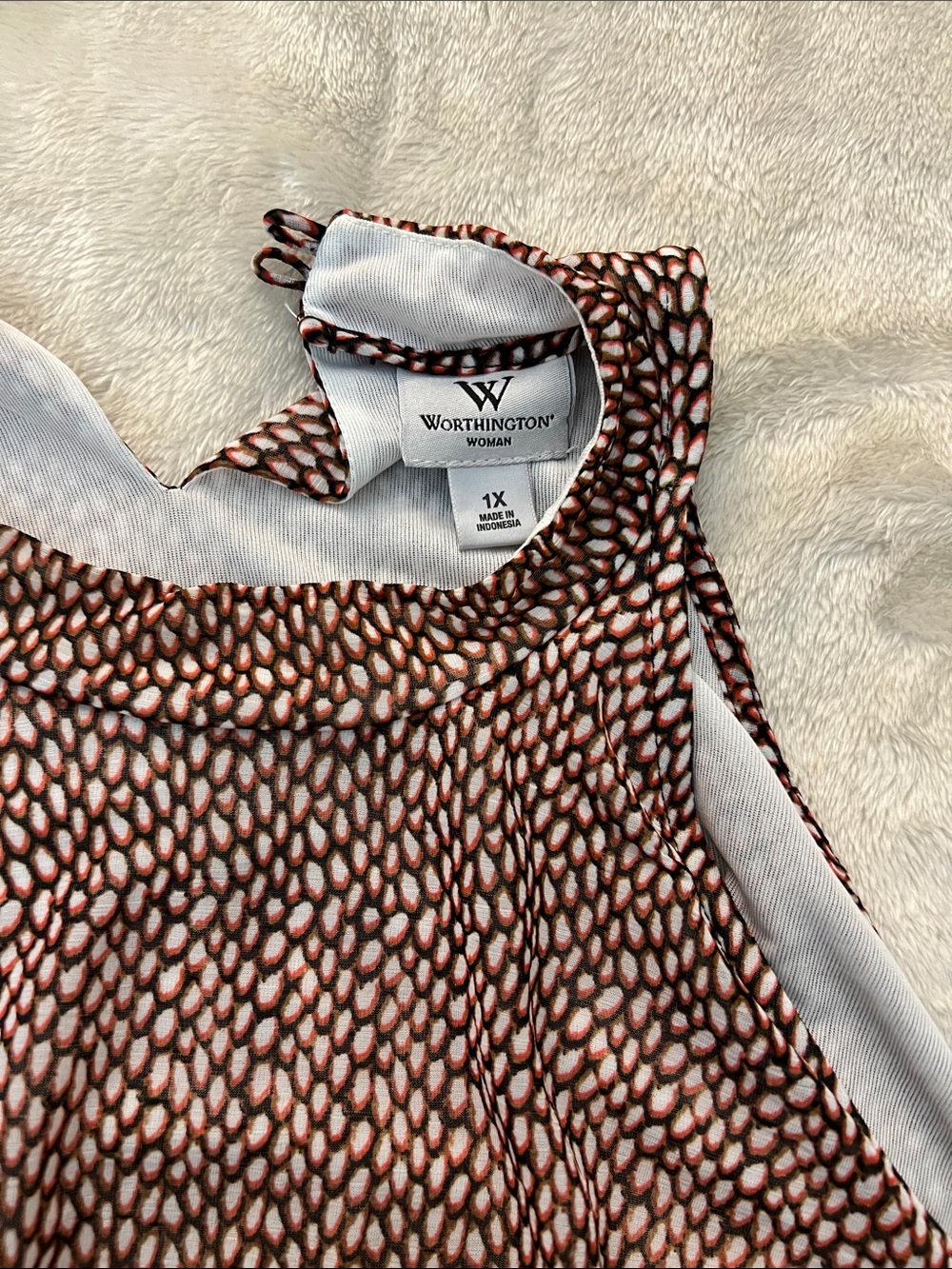 Worthington Printed Sleeveless Tank Top - Brown & White